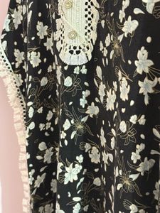 Floral Print Black Kaftan Dress (From Dubai🇦🇪)