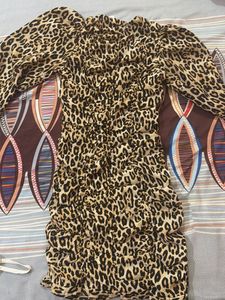 Leopard Print Ruched Mini Dress