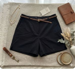 Zara Navy Blue Brand NewShorts with Braided Belt