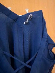 Navy Blue Cold Shoulder Top