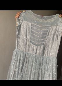 Elegant Silver Ethnic Gown