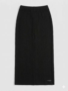 Ribbed Knit Maxi Skirt with Drawstring