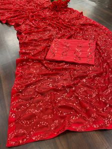 Stunning Red Sequined Saree