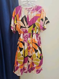 Colorful Floral Print Mini Dress