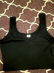 SSS Ribbed Black Crop Tank Top