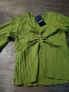 Lime Green Crinkle Top