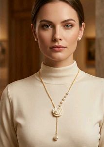 Elegant Rose & Pearl Necklace Set