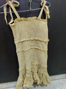 Cute Yellow Gingham Smocked Dress