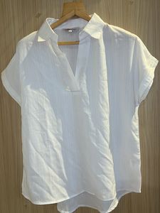 White Self Design Top From Imfashini