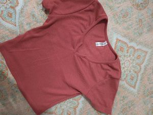 combo+++2 tops ....Stylish Maroon Ribbed Cut-Out T