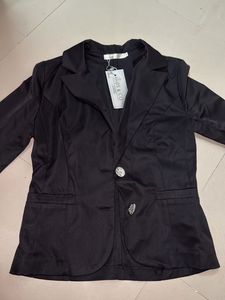 Chic Black Blazer with Statement Buttons