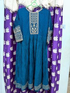 Teal Embroidered Anarkali Kurta