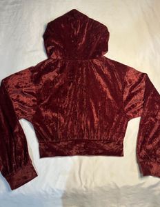 Velvet Cropped Hoodie