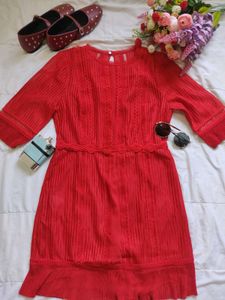 Chic Red Lace Detail Dress