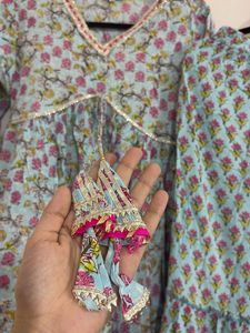 Floral Printed Gotta Patti Kurta with Sharara