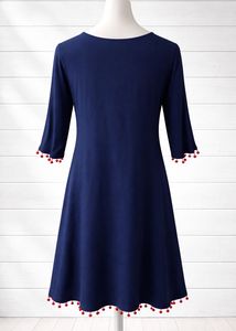 Embroidered Navy Blue Kurta with Tassels