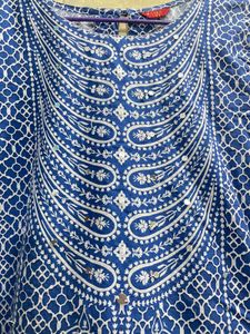 Blue &amp; White Printed Kurta