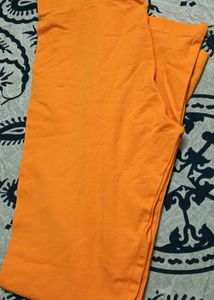 women's ankle length orange leggings
