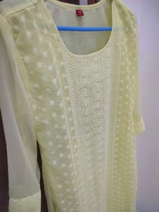 Yellow Chikankari Kurti