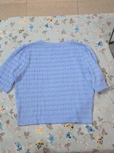 Light Blue Textured Puff Sleeve Top