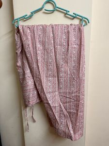 Pink Block Print Cotton Kurta set with dupatta