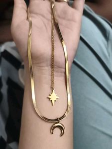 Layered Moon &amp; Star Necklace