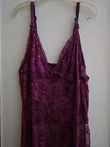 Wine Colour Net Babydoll