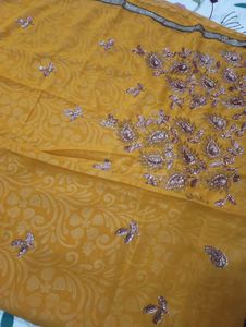 Elegant Yellow Embellished Saree