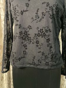 Kathy Ireland Black Lace Blouse