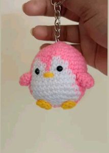 Cute Pink Penguin Keychain