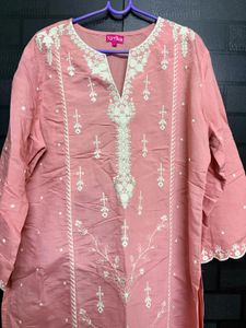 Peach and white  Embroidered Kurta set