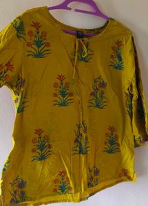 Yellow Floral Print Kurta