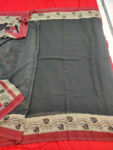 Elegant Black 🖤 Saree with Unique Design