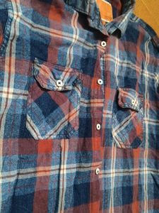 Men's Blue Plaid Flannel Shirt size (L)