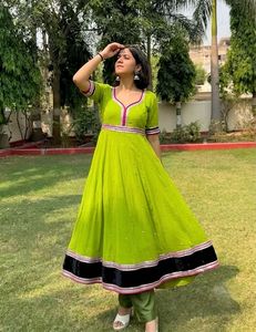 Vibrant Green Anarkali Kurta Set