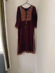 Wine Color Kurta Set