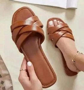 Stylish Brown Braided Flat Sandals