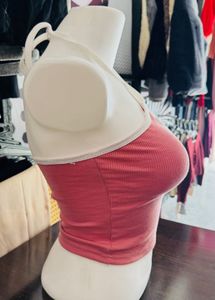 Pink Ribbed Halter Top