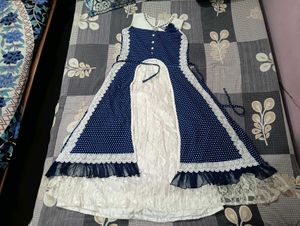 Adorable Blue Polka Dot Dress with Embellishments