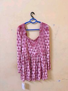 Pink Heart Print Mini Dress
