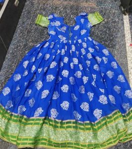 Royal Blue Printed Anarkali Gown