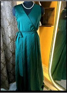 wrap dress Elegant Emerald Green Maxi Dres