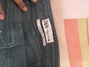 Wide Leg Denim Jeans rusty green