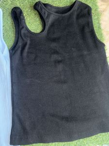 Black Ribbed regular fit Top