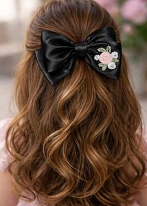 Floral Embroidered Hair Bow pack of 1