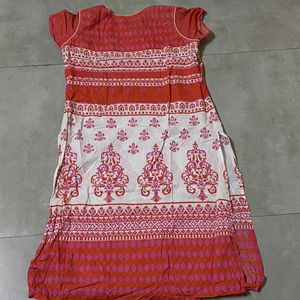 🌸XL Pink Printed Cotton Kurti🩷