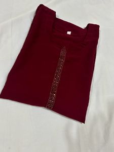 Elegant Maroon Kurta with Detail