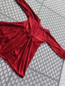 Elegant Red Velvet Dress