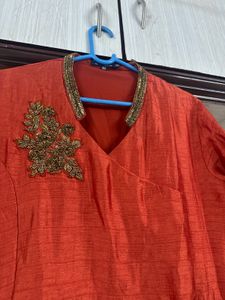Stunning Orange Ethnic Gown