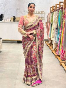 Exquisite Embroidered Silk Saree